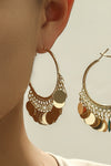 Gold Gorgeous Disc Tasseled Hoop Earrings