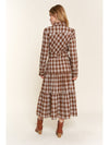 And the Why Plaid Tiered Midi Shirt Dress - Cocoa Yacht Club