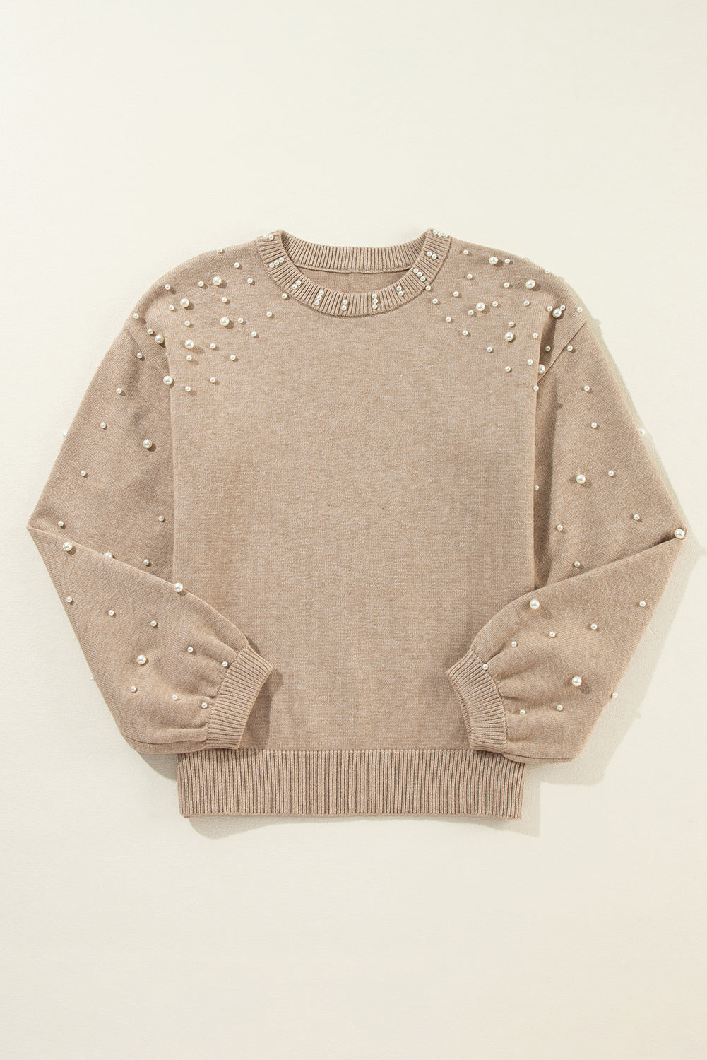 Evergreen Pearl Drop Shoulder Round Neck Sweater