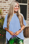 White Plain Side Slit Oversized Tee