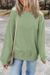 Orange Plain Drop Shoulder Crewneck Pullover Sweatshirt