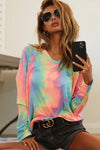 BiBi Tie Dye French TerryLong Sleeve Knit Top