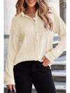 Texture Collared Neck Button Down Long Sleeve Shirt