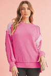 Bonbon Rib Colorblock Patchwork Sweatshirt