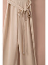 Apricot Boat Neck Knot Wide Leg Jumpsuit