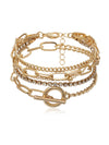 Gold 5pcs Rhinestone Chain Bracelet Set