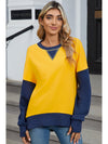 Yellow Color Block Thumbhole Sleeve Drop Shoulder Sweatshirt