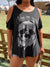 Plus Size Skeleton Graphic Round Neck Cold Shoulder T-Shirt - Cocoa Yacht Club