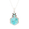 Blue Turquoise and Sterling Silver Hexagon Pendant Necklace