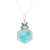 Blue Turquoise and Sterling Silver Hexagon Pendant Necklace