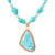 Blue Turquoise Triangle Golden Pendant Necklace