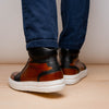 Italian Burnished Calfskin High Top Dress Sneaker Black / Brown