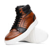 Italian Burnished Calfskin High Top Dress Sneaker Black / Brown
