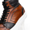 Italian Burnished Calfskin High Top Dress Sneaker Black / Brown