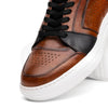 Italian Burnished Calfskin High Top Dress Sneaker Black / Brown