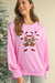 Pink Sequins Candy Cane Round Neck Sweatshirt