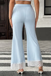 Beau Blue High Waist Lace Patchwork Flare Leg Pants