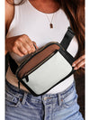 White Color Block Adjustable Belt PU Leather Crossbody Bag