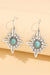 Silvery Western Turquoise Flower Shape Hook Earrings