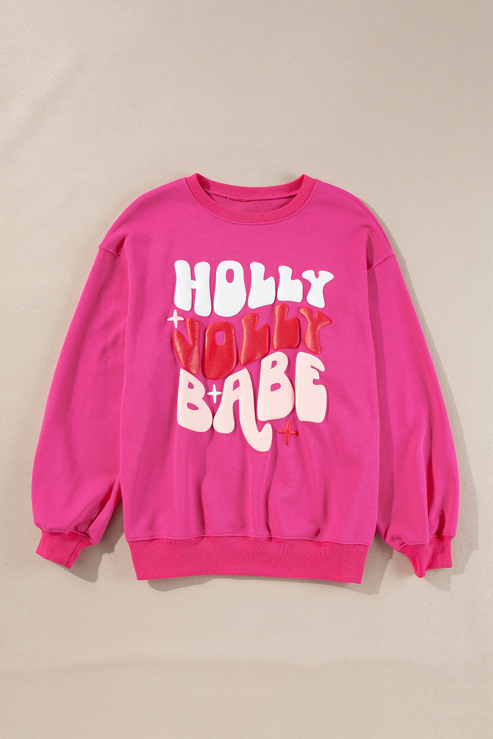 Rose Red Holly Jolly Babe Christmas Oversized Sweatshirt