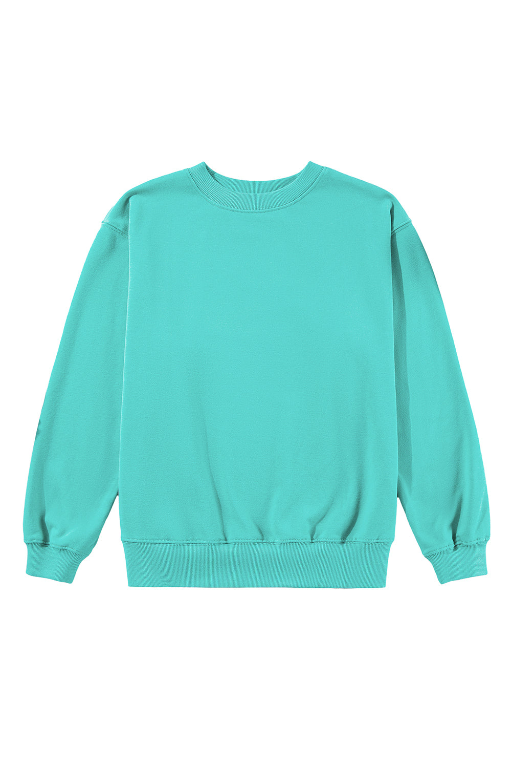 Orange Plain Drop Shoulder Crewneck Pullover Sweatshirt