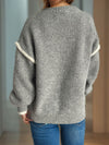 Contrast Trim Round Neck Dropped Shoulder Sweater