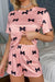 Pink Allover Bow Print Pockets Cropped Pajama Set