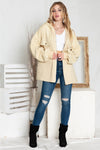 Tan Bishop Sleeve Zip Up Flap Pockets Hoodie Jacket