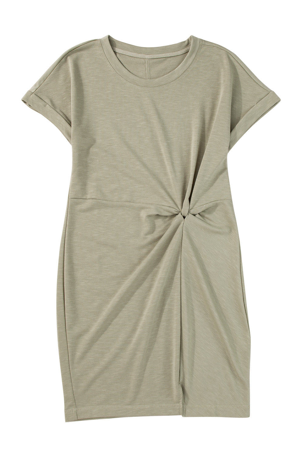 Laurel Green Folded Sleeve Twisted Mini T-Shirt Dress