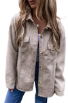 Light Grey Turn Down Collar Flap Pockets Buttoned Shacket - Cocoa Yacht Club