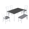 TOPMAX 6-Piece Wood Dining Table Set Kitchen Table Set with Upholstered Bench and 4 Dining Chairs, Farmhouse Style,Gray+White (old sku: SP000003AAK)