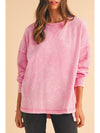 Orchid Petal Mineral Wash Drop Shoulder Oversized Sweatshirt