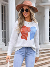 Angel Wings Bow Round Neck Dropped Shoulder Sweater - Cocoa Yacht Club