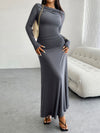 Devine Ruched Long Sleeve Maxi Dress - Cocoa Yacht Club