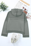 Khaki Solid Color Casual Button Seam Trim Hoodie