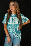 Dark Grey Vintage Letter Print Graphic Loose Tee