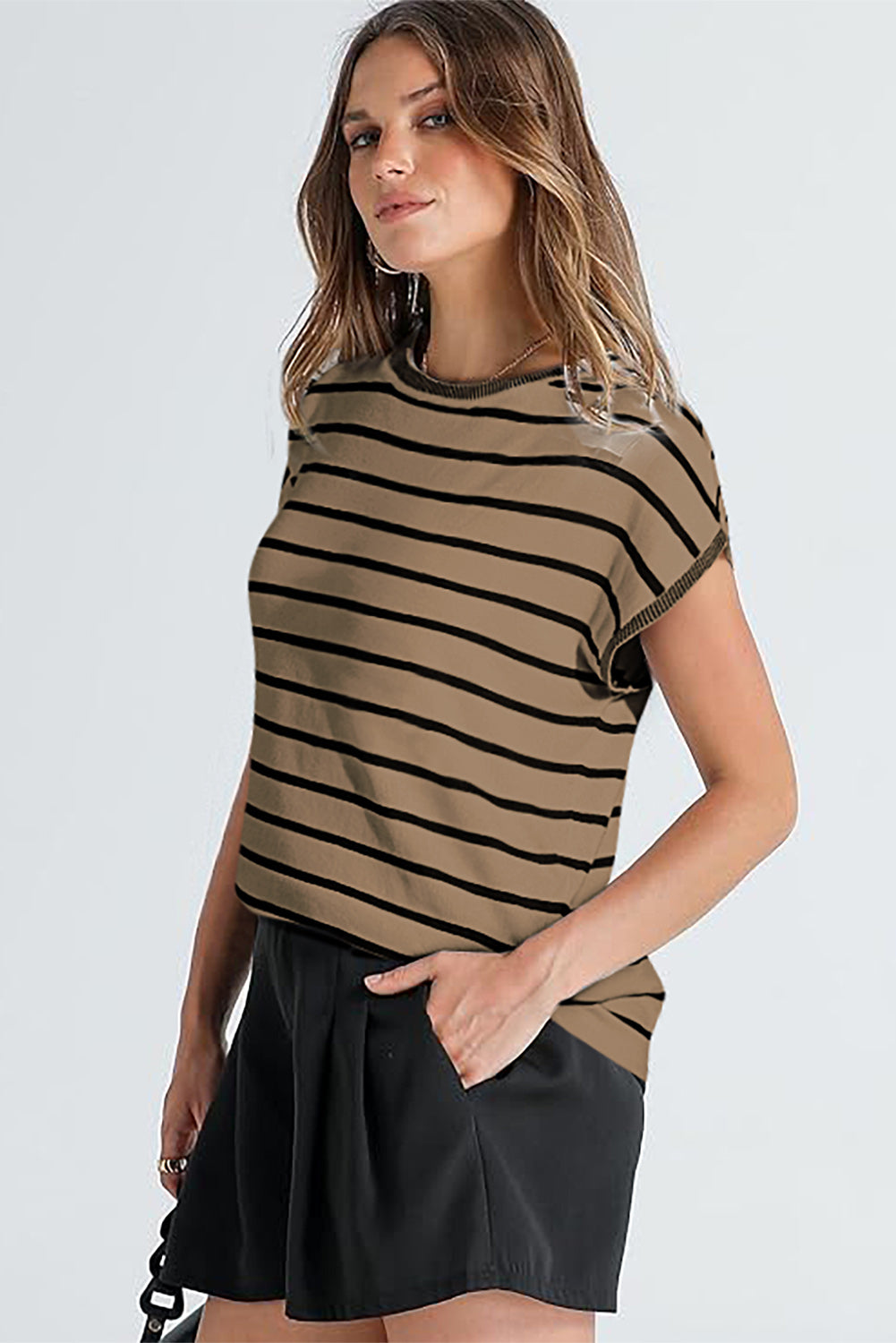 Rose Stripe Knitted Dolman T Shirt