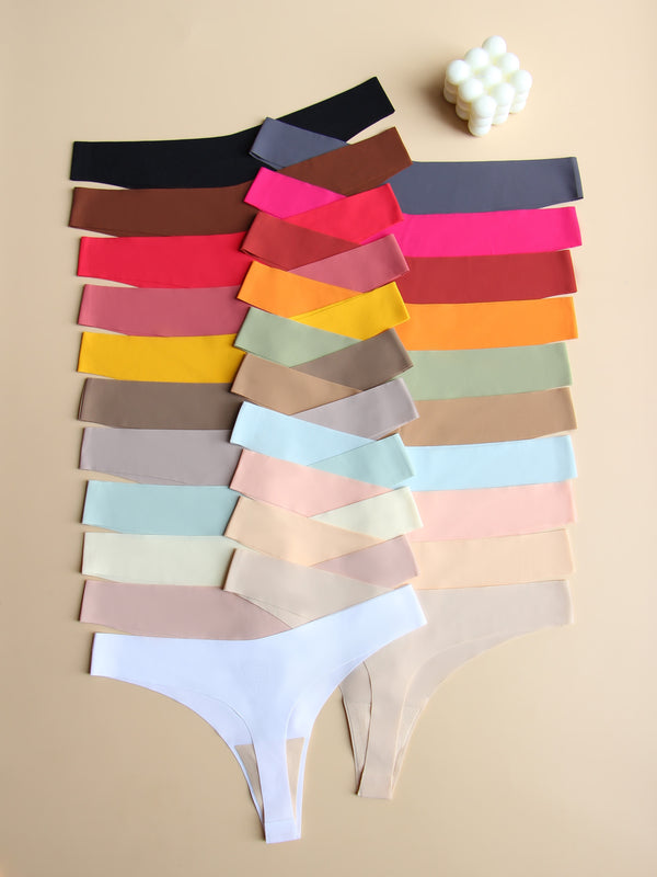 21pcs Solid Seamless Thongs