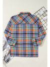 Orange Plus Size Plaid Print Buttoned Shirt