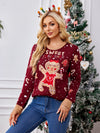 Gingerbread Round Neck Long Sleeve Sweater - Cocoa Yacht Club