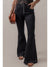 Black High Waist Button Front Flare Jeans