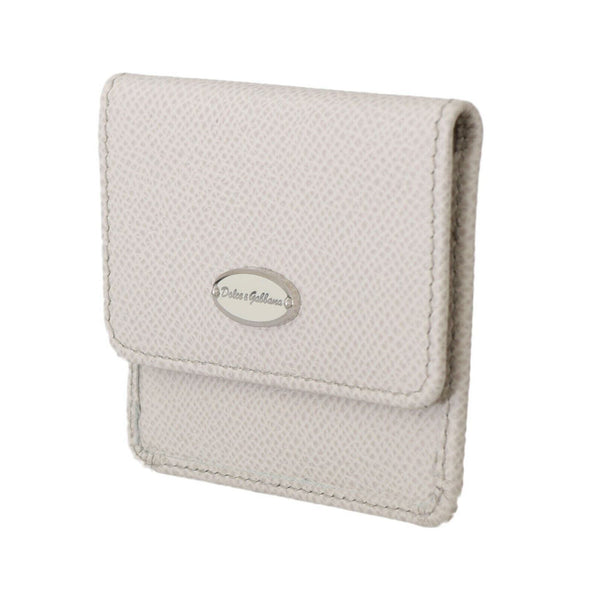 Dolce & Gabbana White Dauphine Leather Holder Pocket Wallet Condom Case