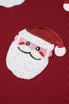 Red Sequin Santa Claus Graphic Patch Application Sweatshirt