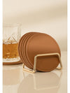 6 Round PU Leather Coasters Set