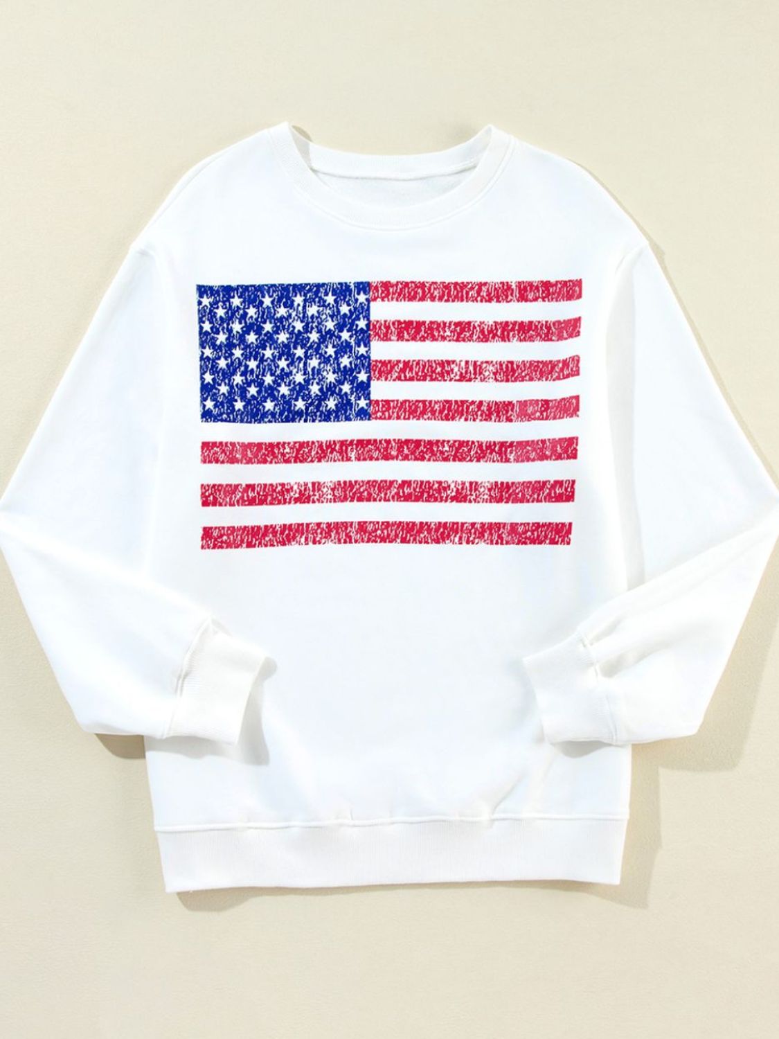 US Flag Round Neck Long Sleeve Sweatshirt