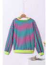 Green Stripe Contrast Edge Oversized Sweatshirt