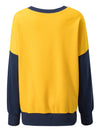 Yellow Color Block Thumbhole Sleeve Drop Shoulder Sweatshirt