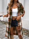 Devine Plaid Long Sleeve Hooded Coat - Cocoa Yacht Club