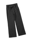 Black Casual Belted Wide Leg High Waisted Pants