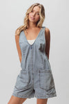 BiBi Patch Vintage Washed Denim Shortall